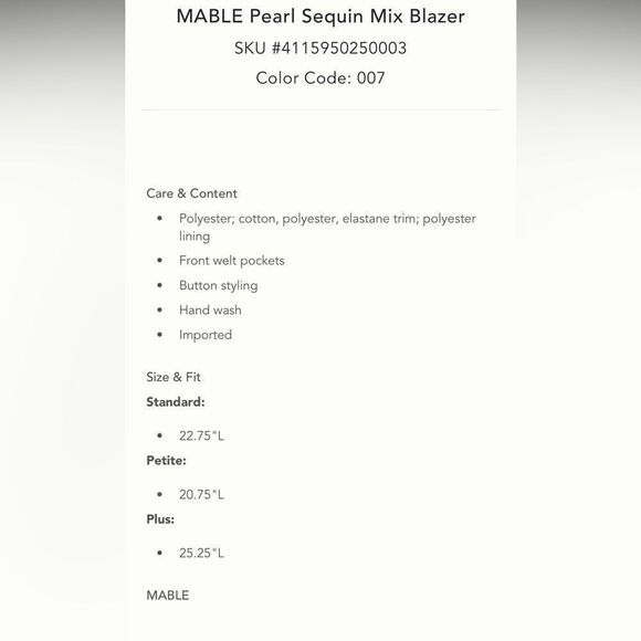 Anthropologie MABLE Pearl Sequin Mix Blazer / Size L - Picture 13 of 14